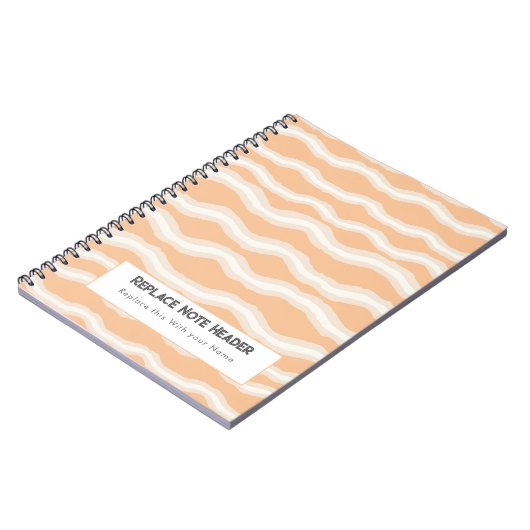 Personalized Peach Wave Patterned Notitieboek (Linkerzijde)
