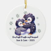 Personalized Penguin Couple Christmas Ornament (Voorkant)