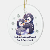 Personalized Penguin Couple Christmas Ornament (Links)