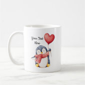 Personalized Penguin Mug With Heart Balloon (Gauche)