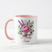 Personalized Peony Floral Name Mug Gift (Gauche)