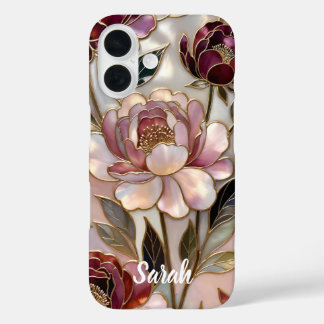 Personalized Peony Phone Case Blush Gold Floral