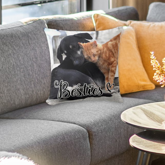 Personalized Pet Besties Throw Pillow Kussen (Creator heeft geüpload)