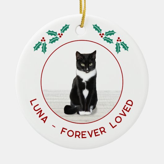 Personalized Pet Cat Memorial Christmas Photo Keramisch Ornament (Voorkant)
