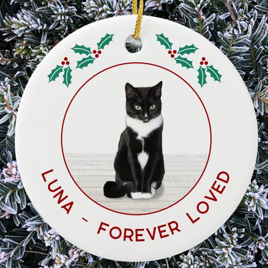 Personalized Pet Cat Memorial Christmas Photo Keramisch Ornament