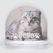 Personalized Pet Cat Name and Photo Custom Sneeuwbol (Achterkant)