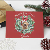 Personalized Pet Christmas with Wreath & Name Briefkaart