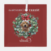 Personalized Pet Christmas with Wreath & Name Glas Ornament (Achterkant)