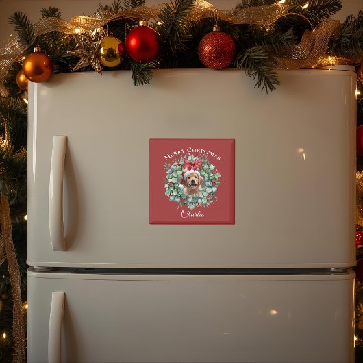 Personalized Pet Christmas with Wreath & Name Magneet