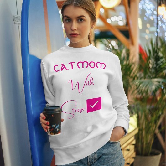 Personalized Pet Lover Pink Script Funny Cat Mom Trui