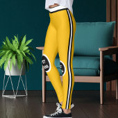 Personalized Pet Mama Yellow Black White Striped Leggings