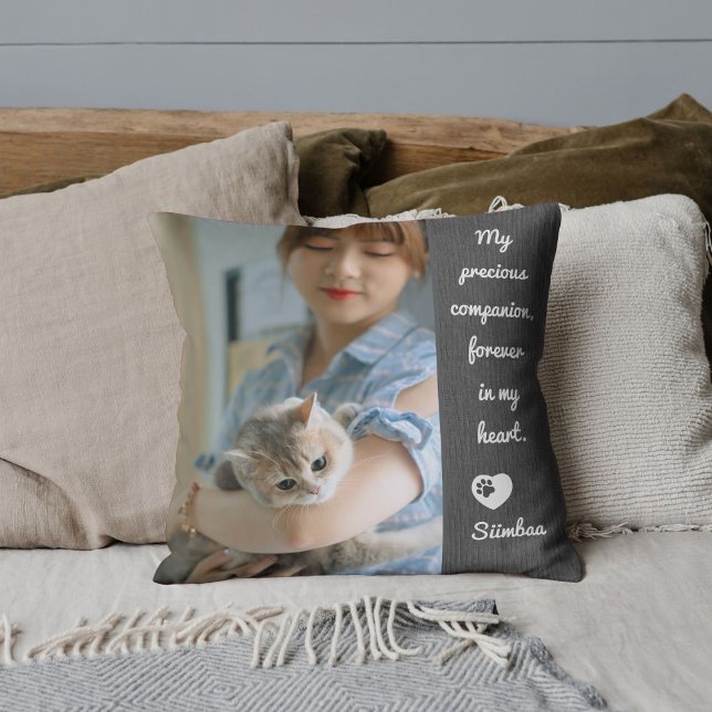 Personalized Pet Photo Cat Lover Memorial Keepsake Kussen (Creator heeft geüpload)