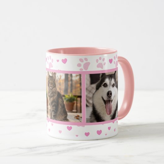 Personalized Pet Photo Mug Custom 3-Picture Mok (Voorkant rechts)