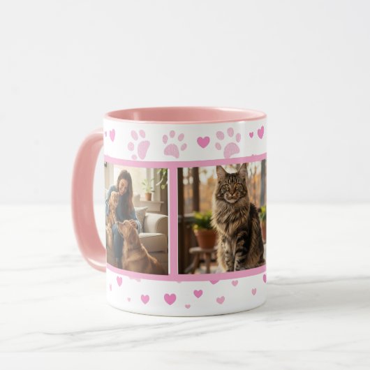Personalized Pet Photo Mug Custom 3-Picture Mok (Voorkant links)