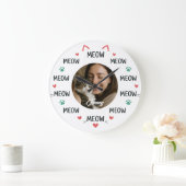 Personalized Pet Photo Wall Clock with 'MEOW' Grote Klok (Huis)