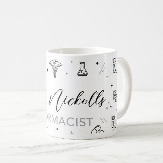 Personalized Pharmacist Mug | Elegant Handwritten  (Devant droit)