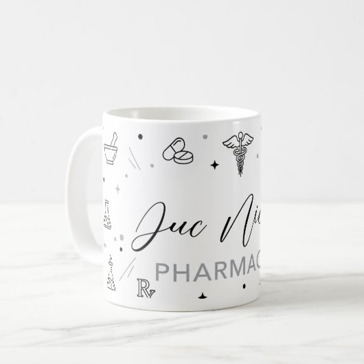 Personalized Pharmacist Mug | Elegant Handwritten  (Devant gauche)