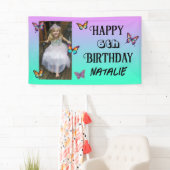 Personalized Photo and Age Butterfly Birthday Spandoek (Insitu)