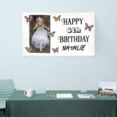 Personalized Photo and Age Butterfly Birthday Spandoek (Beurs)