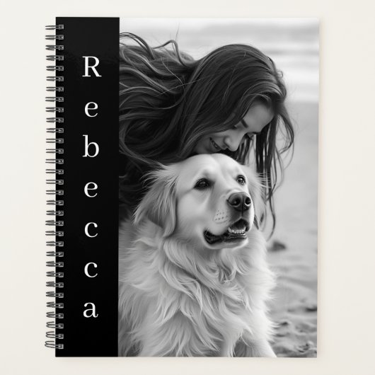 Personalized Photo and Name Black and White Planner (Voorkant)