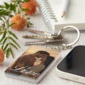 Personalized Photo and Text Photo Collage Keychain (Voorkant Rechts)