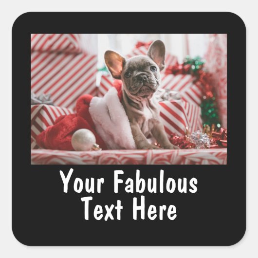 Personalized Photo and Text Vierkante Sticker (Voorkant)
