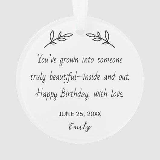 Personalized Photo & Birthday Message Ornament (achterkant)