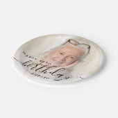 Personalized Photo Black Script 80th Birthday Papieren Bordje (Gekanteld)