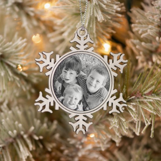 Personalized Photo Christmas Gift Tin Sneeuwvlok Ornament (Boom)