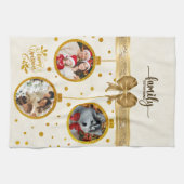 Personalized Photo Christmas Kitchen Gold Ornament Theedoek (Horizontaal)
