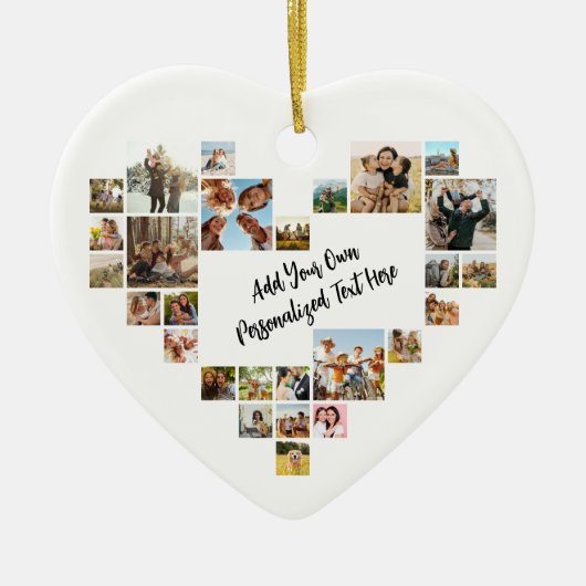 Personalized Photo Collage Heart Shaped Picture Keramisch Ornament (Voorkant)