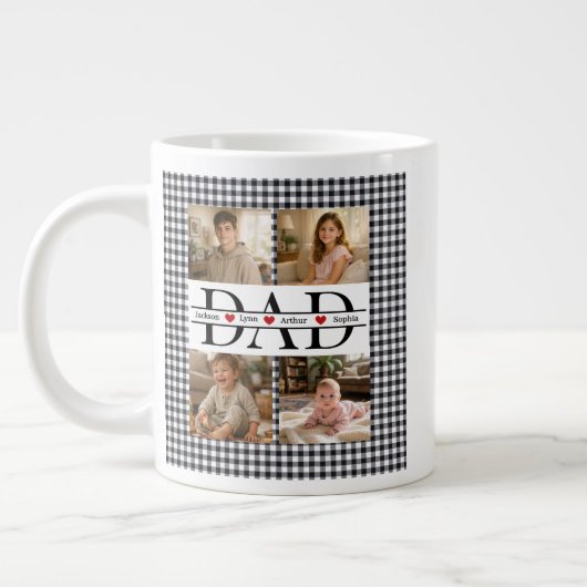 Personalized Photo Collage & Kids' Names "DAD" Extra Grote Beker (Links)