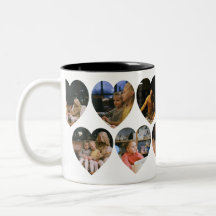 Personalized Photo Collage Mug with Heart Frames