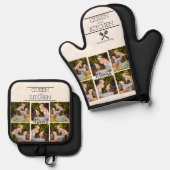 Personalized Photo Collage Oven Mitt & Pot Holder Ovenwant & Pannenlap Set (Voorkant / Achterkant)