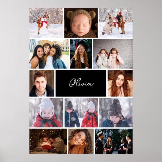Personalized Photo Collage Poster with Name (Voorkant)