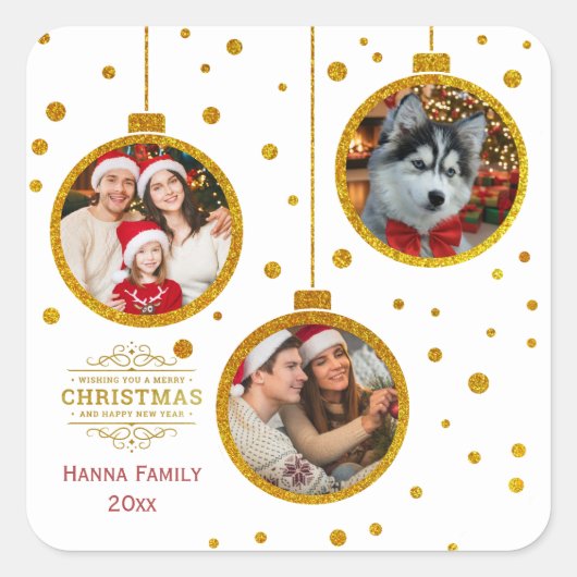 Personalized Photo - Custom Family Holiday Vierkante Sticker (Voorkant)