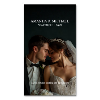 Personalized Photo Favor with Names & Wedding Date Magnetisch Visitekaartje