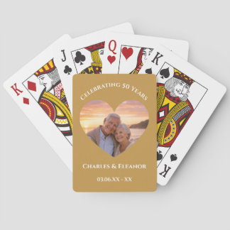 Personalized Photo Golden 50th Anniversary Gift Pokerkaarten
