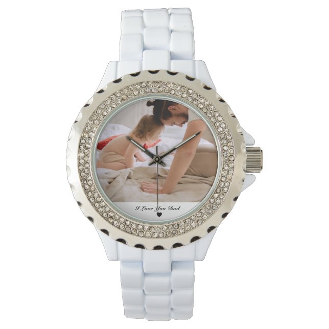 Personalized Photo  I love You Dad  Horloge (Voorkant)