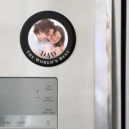 Personalized Photo in Black Circle Best Dad Magneet (Insitu (Koelkast))