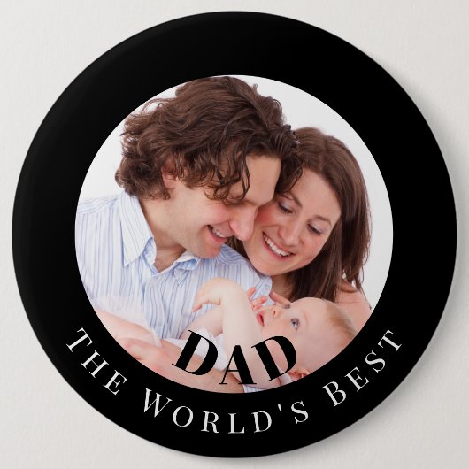 Personalized Photo in Black Circle Best Dad Ronde Button 6,0 Cm (Voorkant)