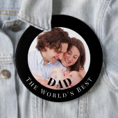 Personalized Photo in Black Circle Best Dad Ronde Button 6,0 Cm (In situ)