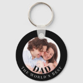 Personalized Photo in Black Circle Best Dad Sleutelhanger (Achterkant)