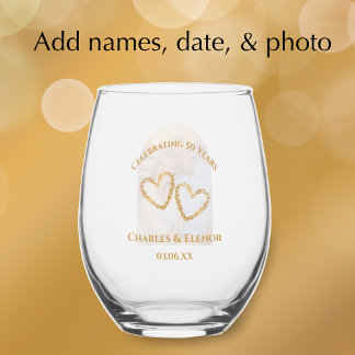 Personalized Photo Keepsake 50th Anniversary Gift Wijnglas Zonder Voet