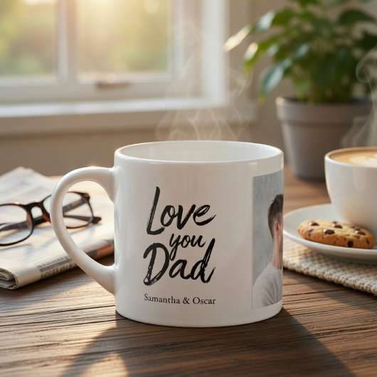 Personalized Photo Mug for Dad | Custom Kids Names Espresso Kop