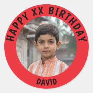 Personalized Photo, Name And Age Birthday Ronde Sticker