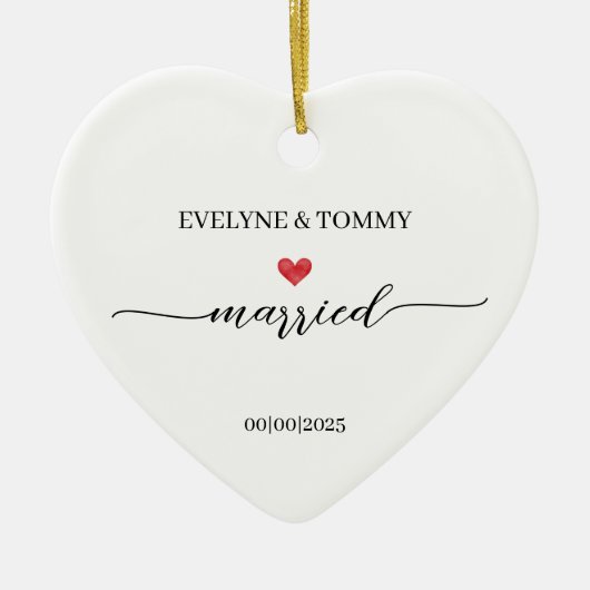 Personalized Photo, Names and Date Married Keramisch Ornament (Voorkant)