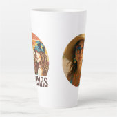 Personalized Photo Retro Bahamas Tropical Beach    Latte Mok (Voorkant)