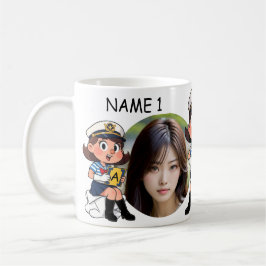 Personalized PHOTO Sailor Cartoon Character - NAME Koffiemok