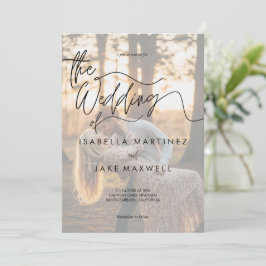 Personalized Photo Sunset Elegant Script  Wedding  Kaart